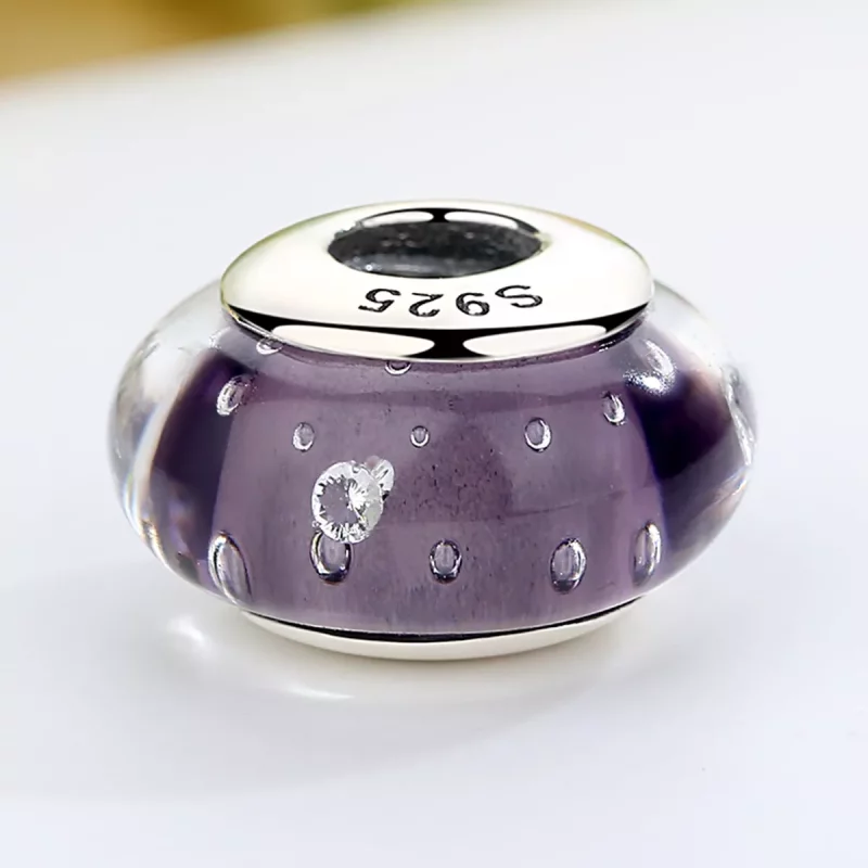 (imagen para) Charm de vidrio morado estilo Pandora - SCZ001 - Ver 4