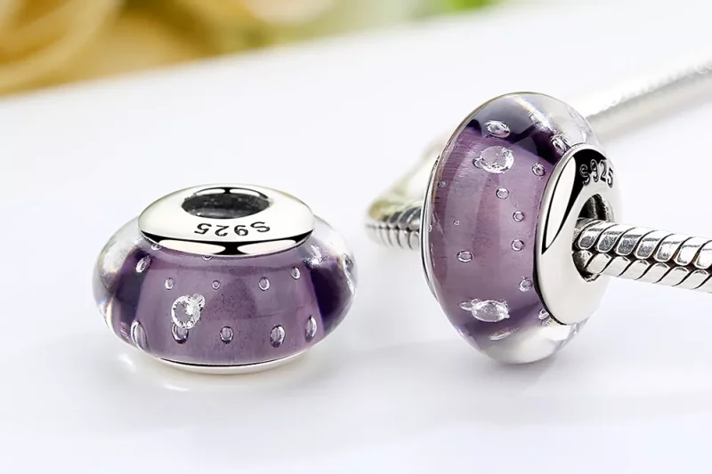 (imagen para) Charm de vidrio morado estilo Pandora - SCZ001 - Ver 7
