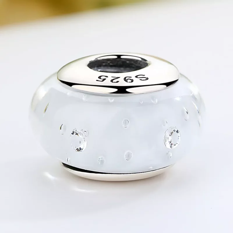 (imagen para) Charm de vidrio Murano blanco estilo Pandora - SCZ002 - Ver 3
