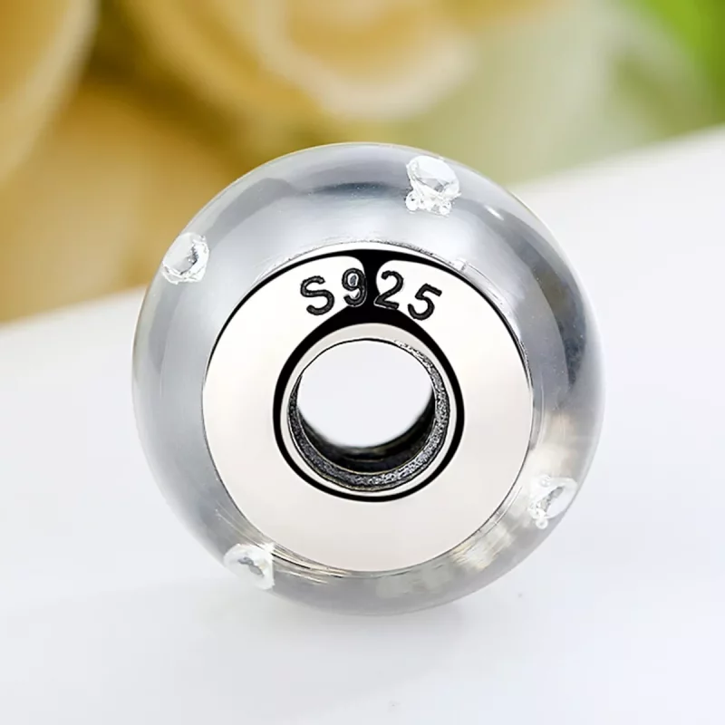 (imagen para) Charm de vidrio Murano blanco estilo Pandora - SCZ002 - Ver 4
