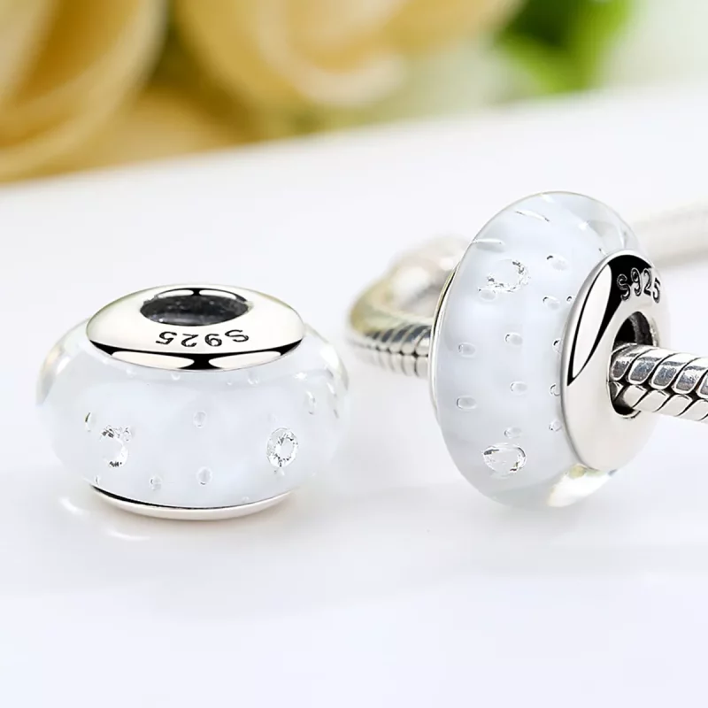 (imagen para) Charm de vidrio Murano blanco estilo Pandora - SCZ002 - Ver 5