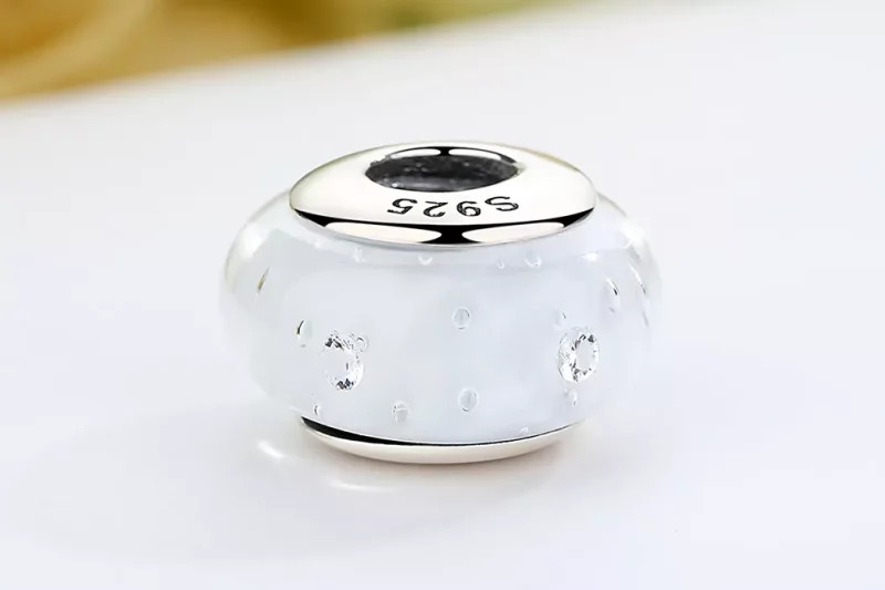 (imagen para) Charm de vidrio Murano blanco estilo Pandora - SCZ002 - Ver 7