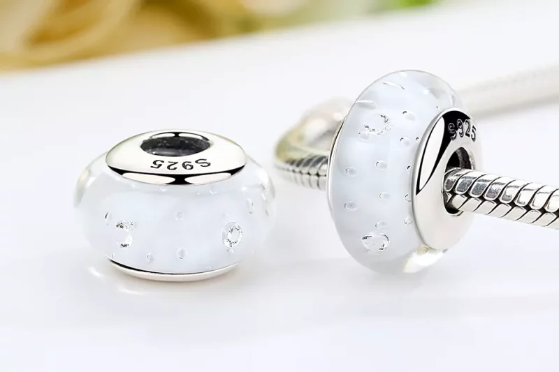 (imagen para) Charm de vidrio Murano blanco estilo Pandora - SCZ002 - Ver 8