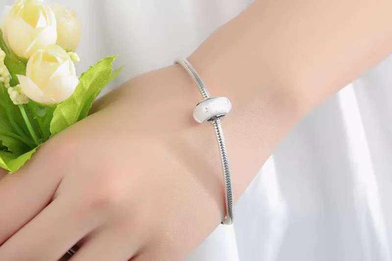 (imagen para) Charm de vidrio Murano blanco estilo Pandora - SCZ002 - Ver 9