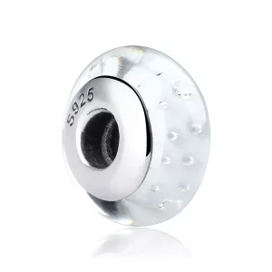 Charm de vidrio Murano blanco estilo Pandora - SCZ002 (imagen para) Charm de vidrio Murano blanco estilo Pandora - SCZ002