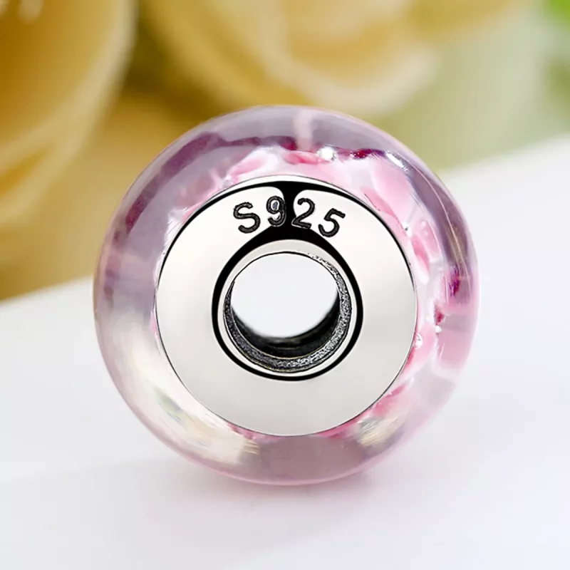 (imagen para) Charm de vidrio Murano con flores rosadas al estilo de Pandora - SCZ008 - Ver 5