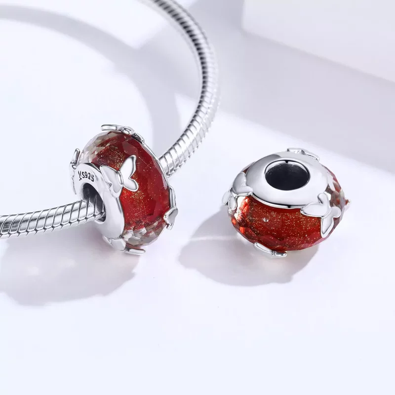 (imagen para) Charm de vidrio Murano con mariposa bailarina de plata estilo Pandora - SCC1256 - Ver 4