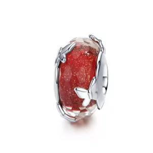 (imagen para) Charm de vidrio Murano con mariposa bailarina de plata estilo Pandora - SCC1256