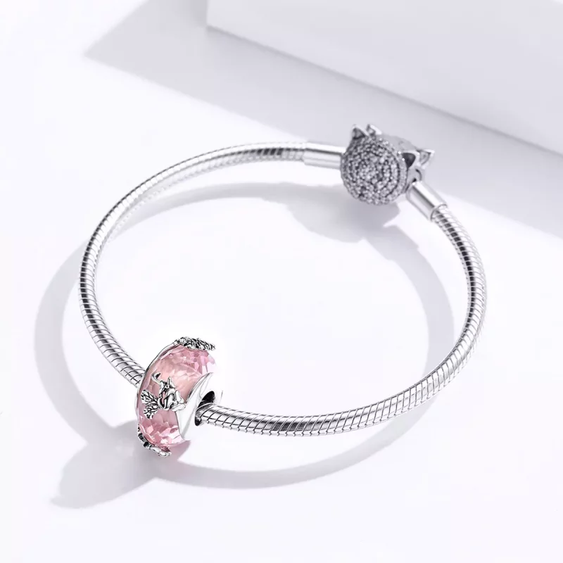 (imagen para) Charm de vidrio Murano con mariposa plateada estilo Pandora - SCC1285 - Ver 3