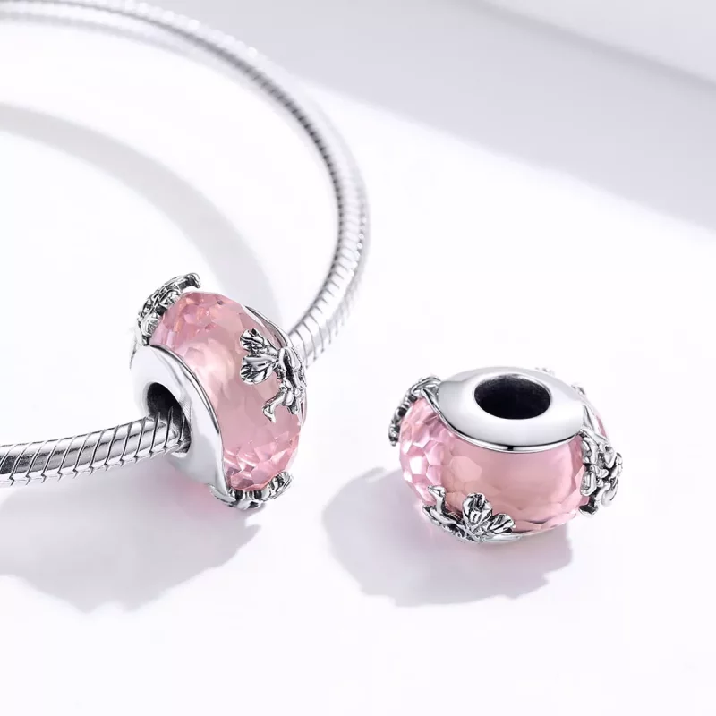 (imagen para) Charm de vidrio Murano con mariposa plateada estilo Pandora - SCC1285 - Ver 4