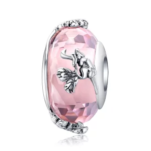 (imagen para) Charm de vidrio Murano con mariposa plateada estilo Pandora - SCC1285