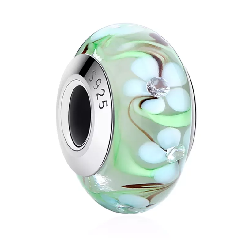 (imagen para) Charm de vidrio Murano estilo Pandora con flores - SCZ020 - Ver 2