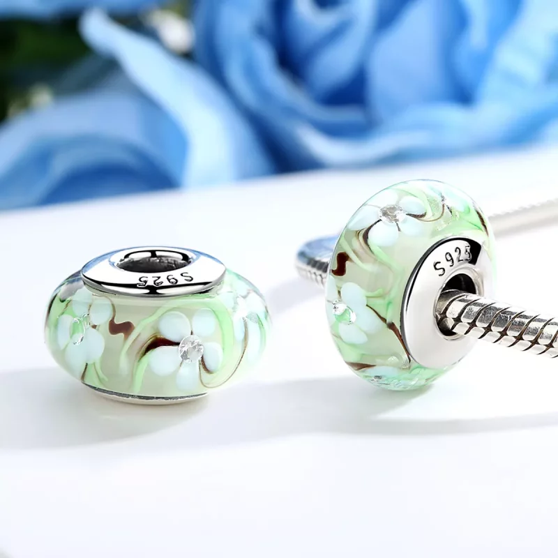 (imagen para) Charm de vidrio Murano estilo Pandora con flores - SCZ020 - Ver 3