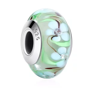 (imagen para) Charm de vidrio Murano estilo Pandora con flores - SCZ020