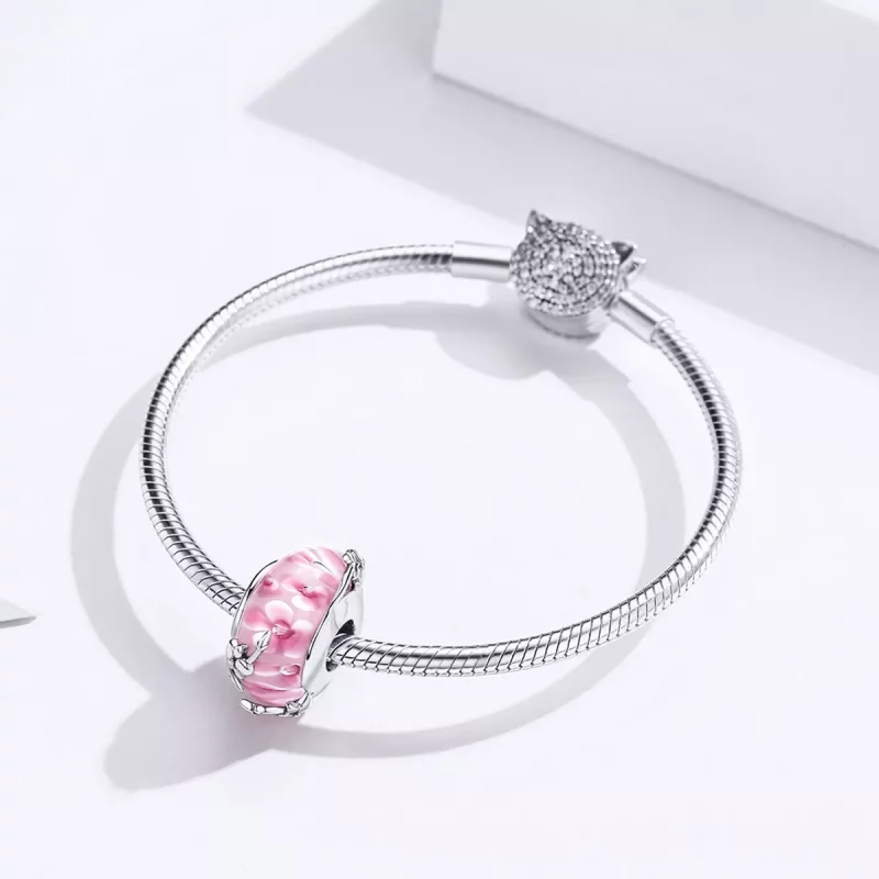 (imagen para) Charm de vidrio Murano estilo Pandora de plata con Phalaenopsis - SCC1281 - Ver 4
