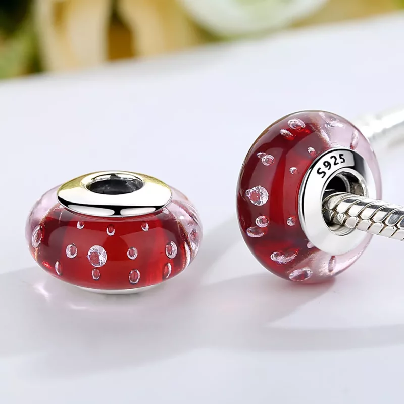 (imagen para) Charm de vidrio Murano rojo estilo Pandora - SCZ027 - Ver 4