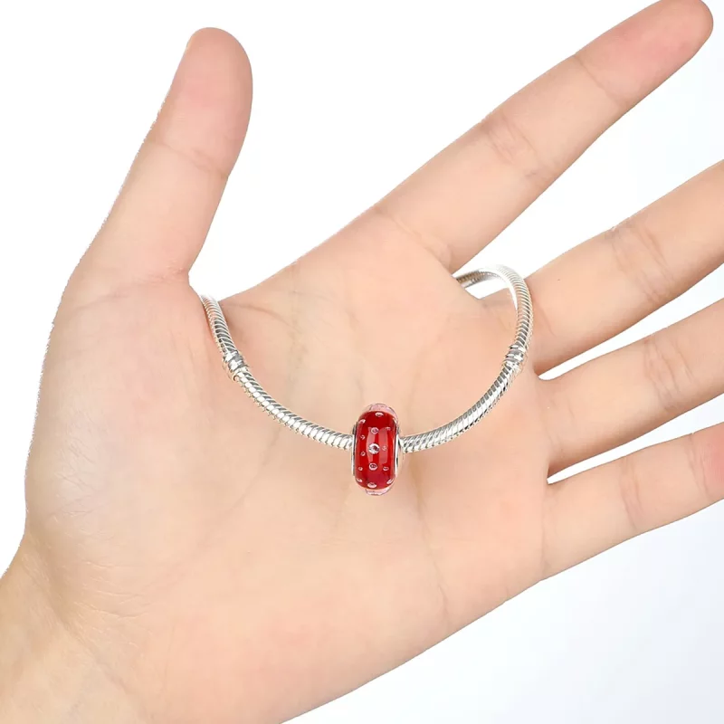(imagen para) Charm de vidrio Murano rojo estilo Pandora - SCZ027 - Ver 5
