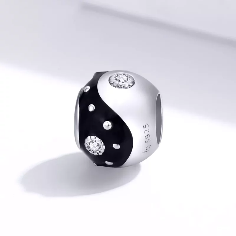 (imagen para) Charm de Yin Yang estilo Pandora plateado con diseño chinoiserie - BSC192 - Ver 2