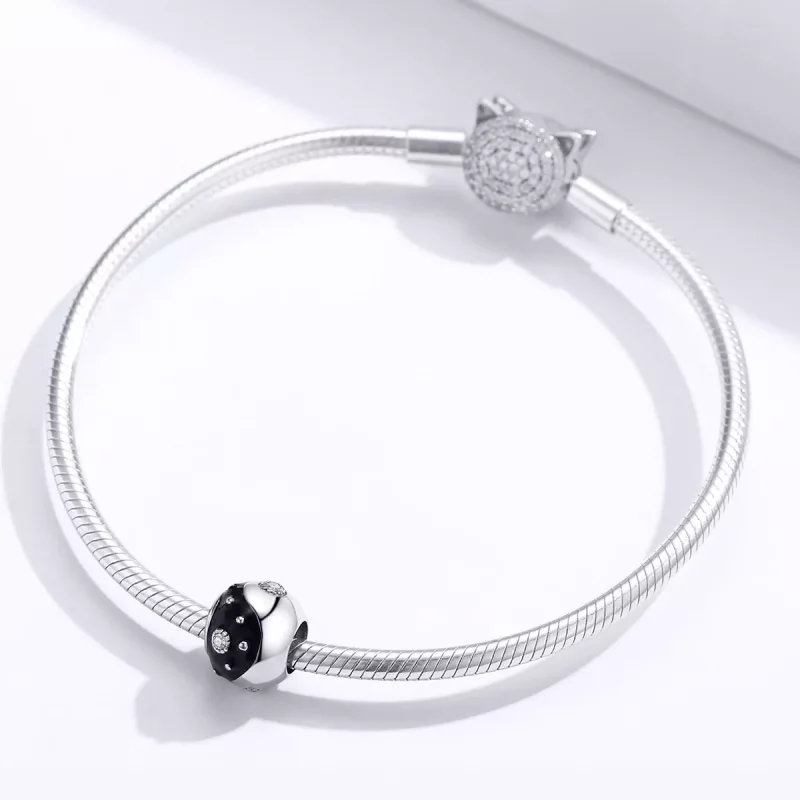 (imagen para) Charm de Yin Yang estilo Pandora plateado con diseño chinoiserie - BSC192 - Ver 3
