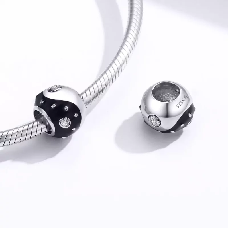 (imagen para) Charm de Yin Yang estilo Pandora plateado con diseño chinoiserie - BSC192 - Ver 4