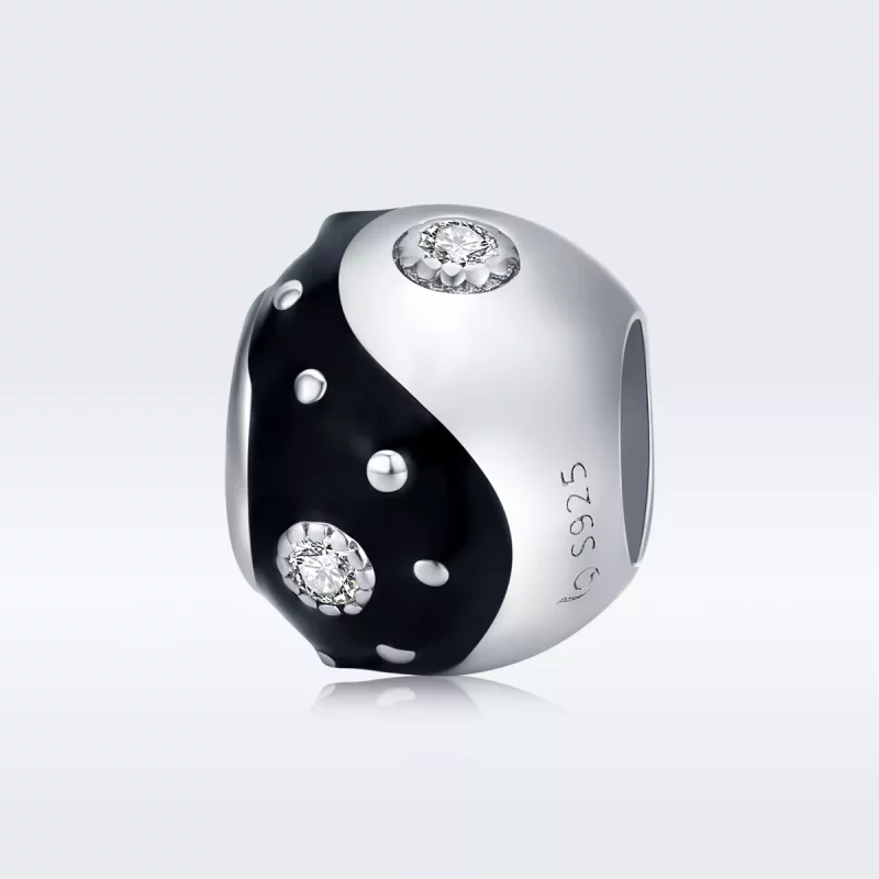 (imagen para) Charm de Yin Yang estilo Pandora plateado con diseño chinoiserie - BSC192 - Ver 5