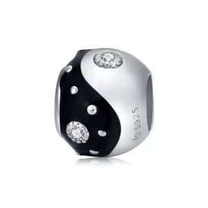 (imagen para) Charm de Yin Yang estilo Pandora plateado con diseño chinoiserie - BSC192