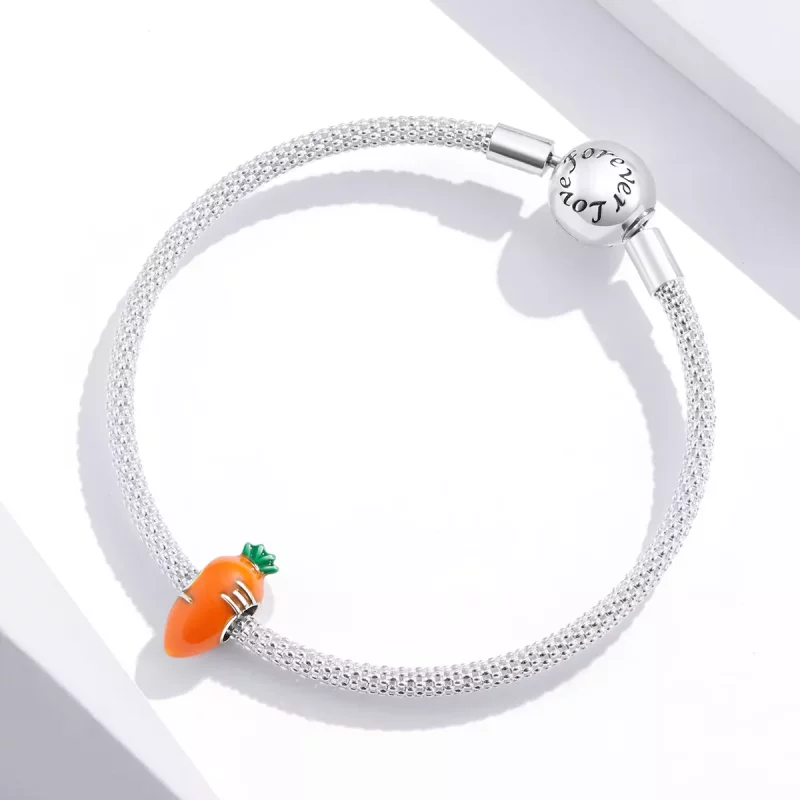 (imagen para) Charm de Zanahoria Linda en Plata Estilo Pandora - SCC1591 - Ver 4