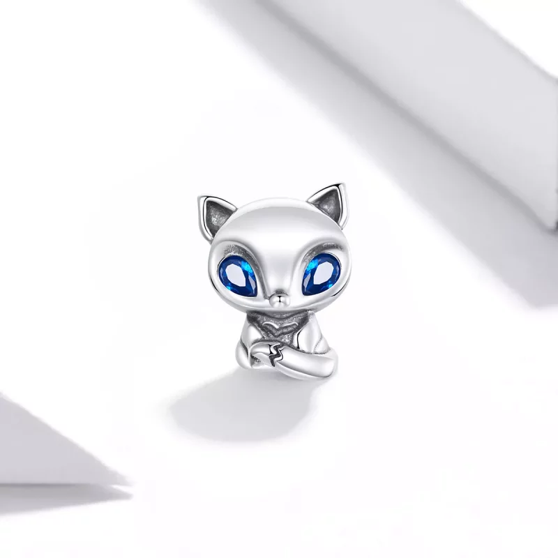 (imagen para) Charm de zorrito animado en plata estilo Pandora - SCC1808 - Ver 2