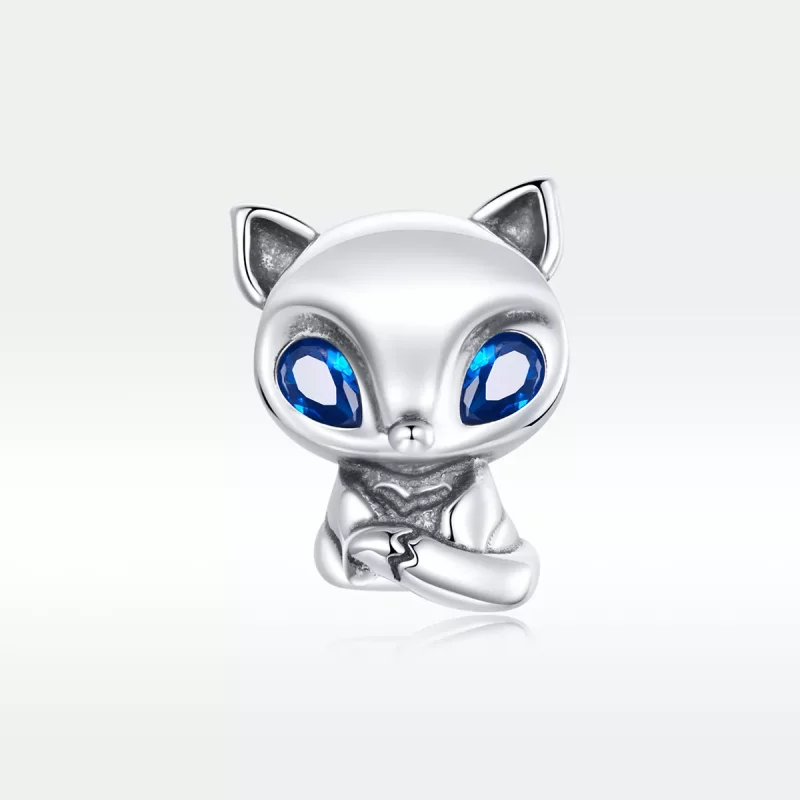 (imagen para) Charm de zorrito animado en plata estilo Pandora - SCC1808 - Ver 5