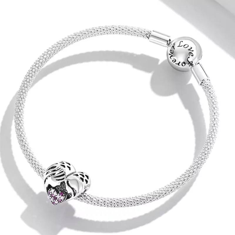 (imagen para) Charm en estilo Pandora con silueta de amor madre e hija - BSC575 - Ver 3