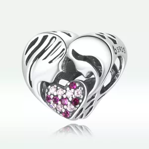 (imagen para) Charm en estilo Pandora con silueta de amor madre e hija - BSC575