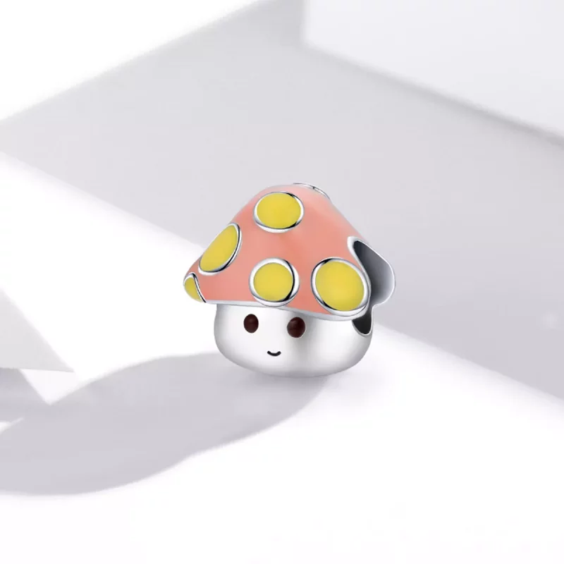 (imagen para) Charm en estilo Pandora de color plateado con pequeños hongos coloridos - SCC185 - Ver 2