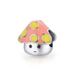 (imagen para) Charm en estilo Pandora de color plateado con pequeños hongos coloridos - SCC1853