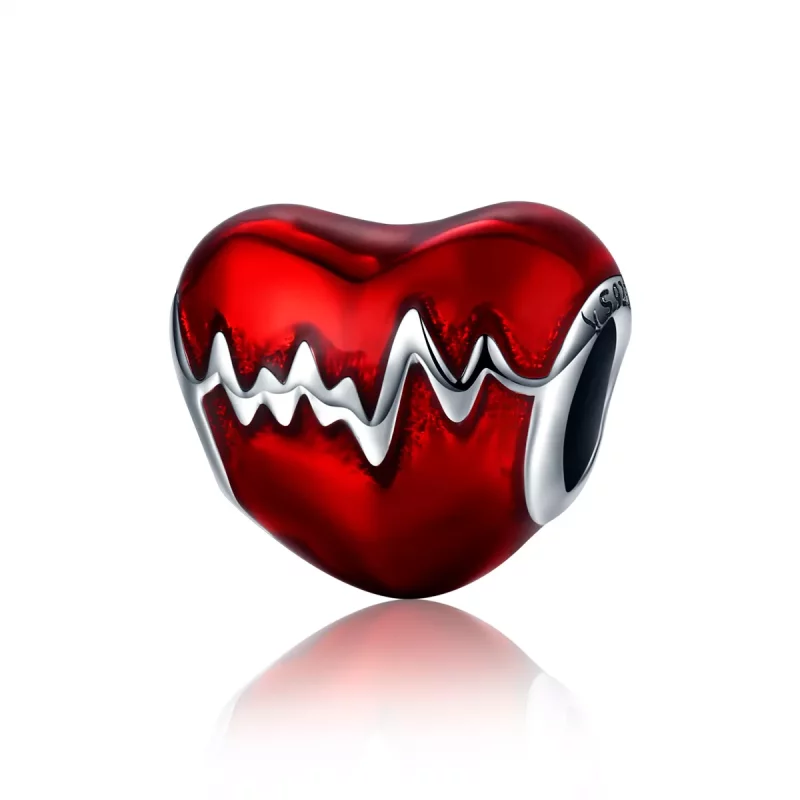 (imagen para) Charm en estilo Pandora de corazón con latido de plata - SCC249 - Ver 2