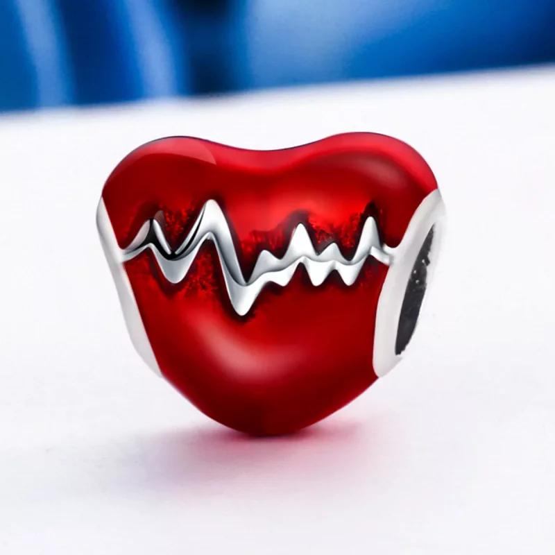 (imagen para) Charm en estilo Pandora de corazón con latido de plata - SCC249 - Ver 4