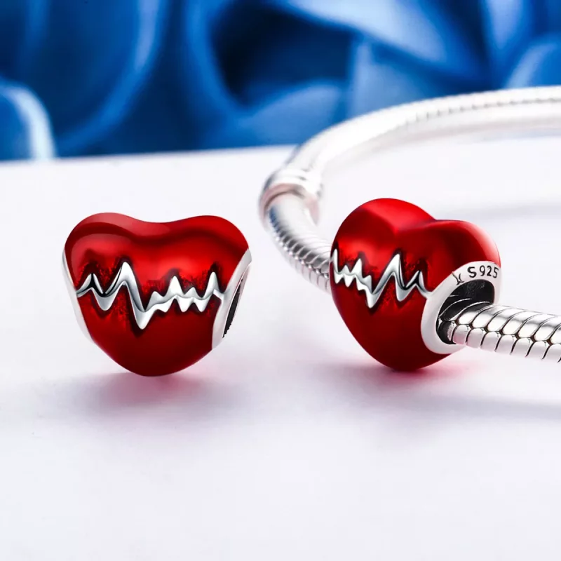 (imagen para) Charm en estilo Pandora de corazón con latido de plata - SCC249 - Ver 5