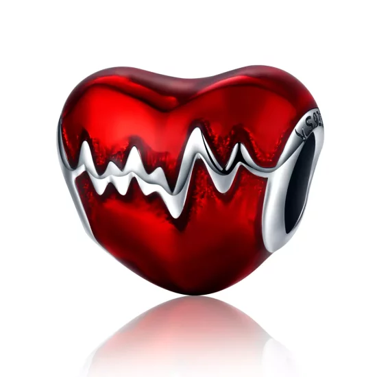 (imagen para) Charm en estilo Pandora de corazón con latido de plata - SCC249