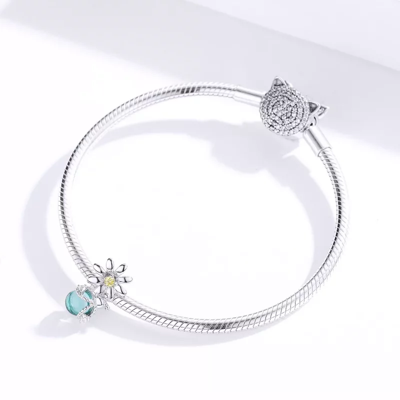 (imagen para) Charm en estilo Pandora de luciérnagas y margaritas de plata - SCC1369 - Ver 2