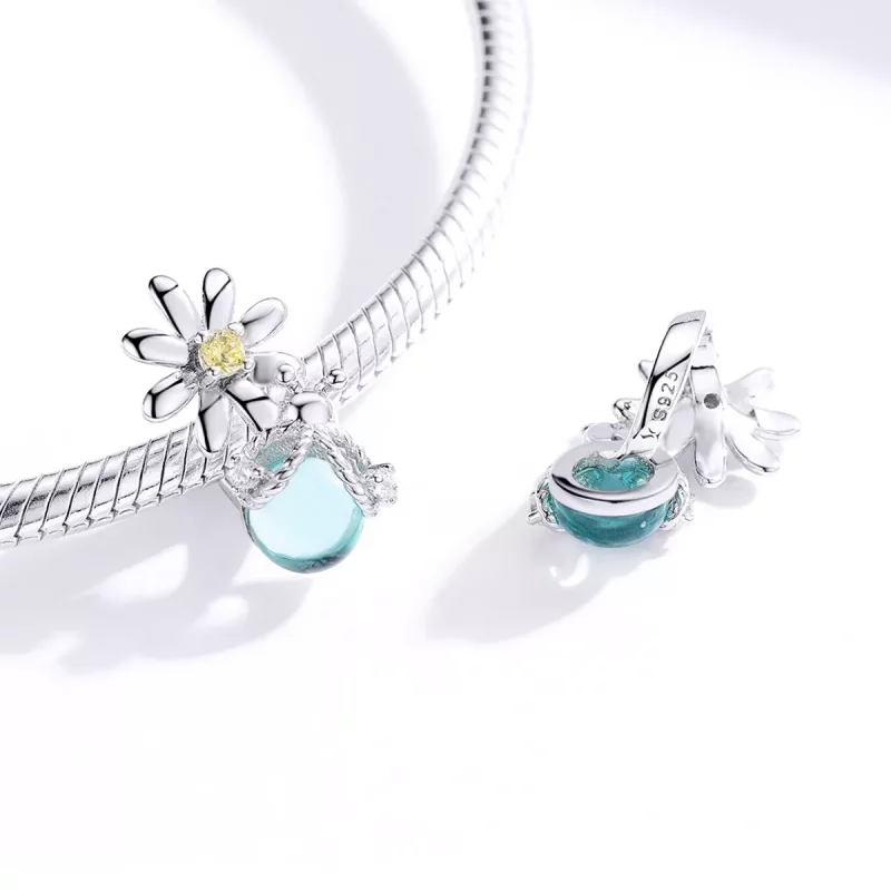 (imagen para) Charm en estilo Pandora de luciérnagas y margaritas de plata - SCC1369 - Ver 4