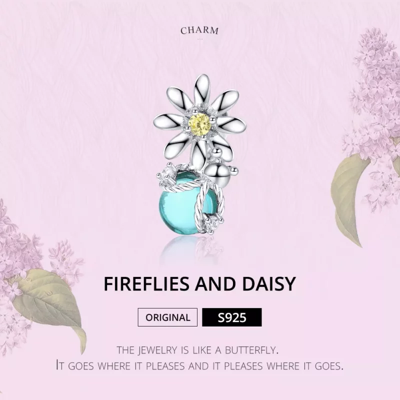 (imagen para) Charm en estilo Pandora de luciérnagas y margaritas de plata - SCC1369 - Ver 5
