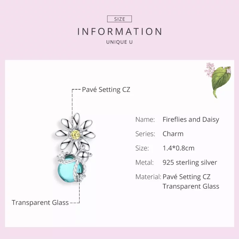(imagen para) Charm en estilo Pandora de luciérnagas y margaritas de plata - SCC1369 - Ver 6