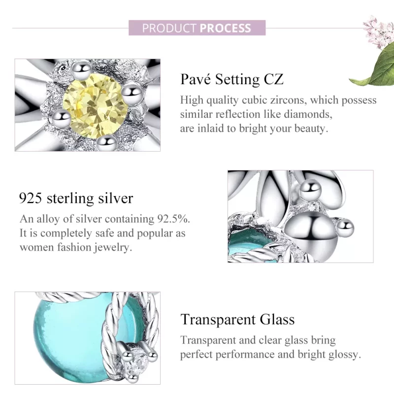 (imagen para) Charm en estilo Pandora de luciérnagas y margaritas de plata - SCC1369 - Ver 7