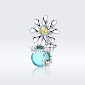 (imagen para) Charm en estilo Pandora de luciérnagas y margaritas de plata - SCC1369