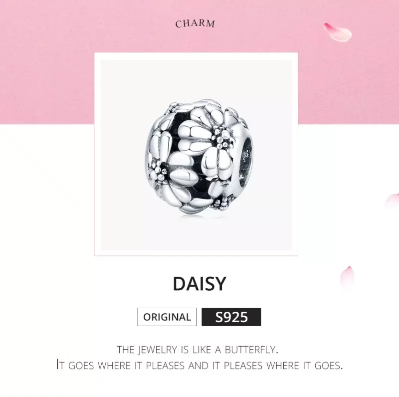 (imagen para) Charm en estilo Pandora de plata con margarita - SCC1487 - Ver 5