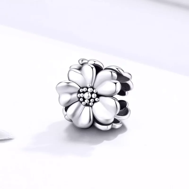 (imagen para) Charm en estilo Pandora de plata con tres flores - SCC1486 - Ver 2