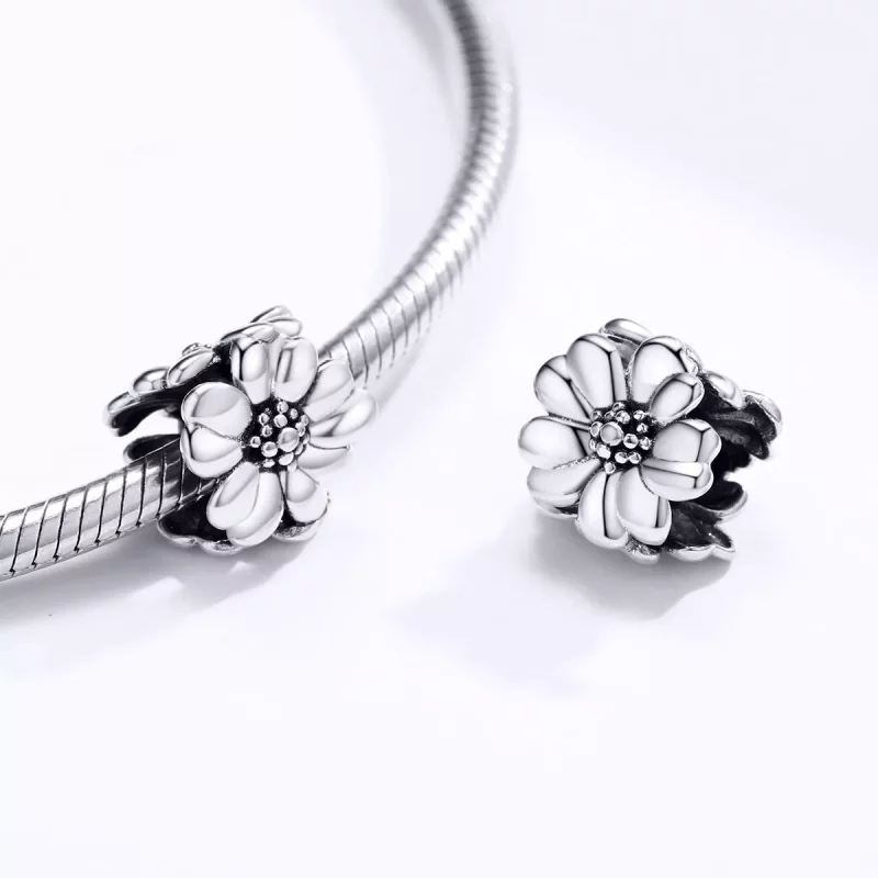 (imagen para) Charm en estilo Pandora de plata con tres flores - SCC1486 - Ver 4