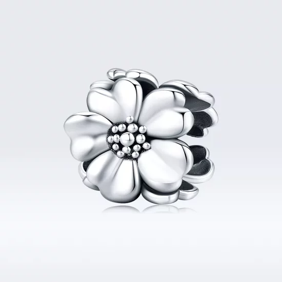 (imagen para) Charm en estilo Pandora de plata con tres flores - SCC1486