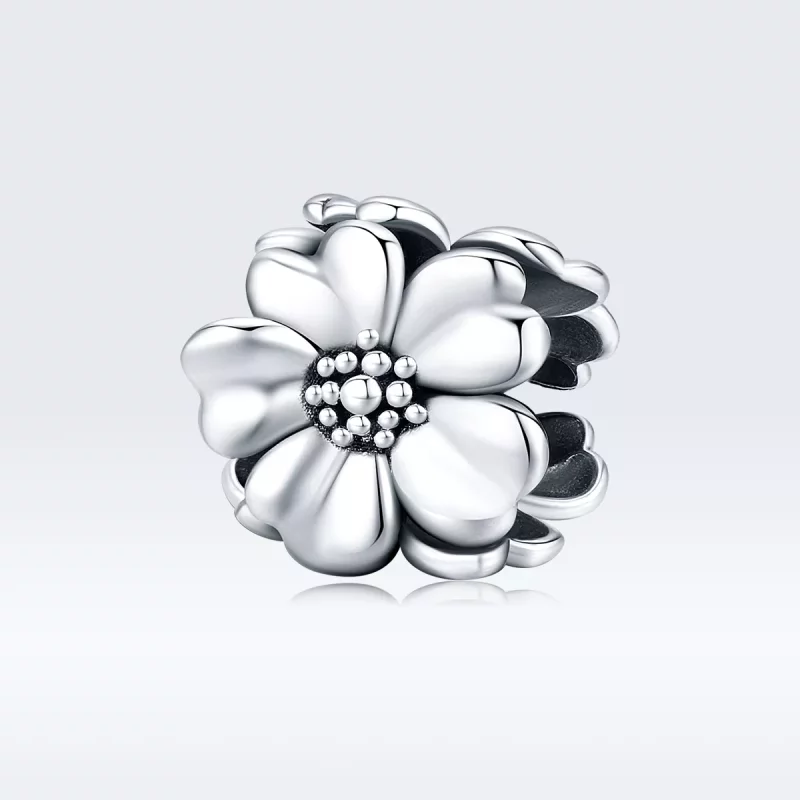 (imagen para) Charm en estilo Pandora de plata con tres flores - SCC1486