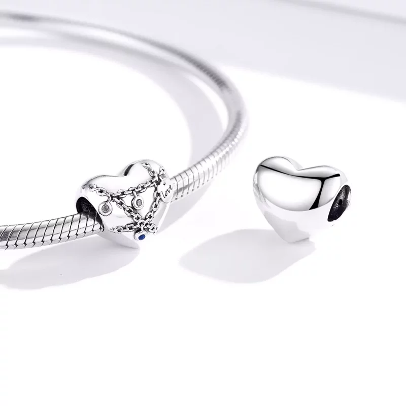(imagen para) Charm en forma de corazón con candado estilo Pandora - SCC1538 - Ver 2