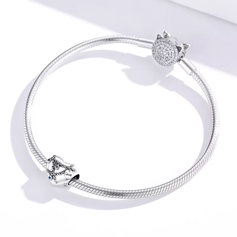 (imagen para) Charm en forma de corazón con candado estilo Pandora - SCC1538 - Ver 3
